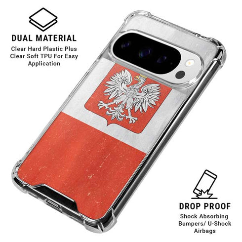 Poland Flag Distressed Google Pixel 10 Pro XL Clear Case